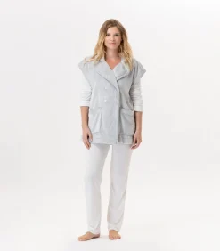 LE CHAT Korte mouwen jasje met knopen van pluche flanel ESSENTIEL H76A gray Clearance