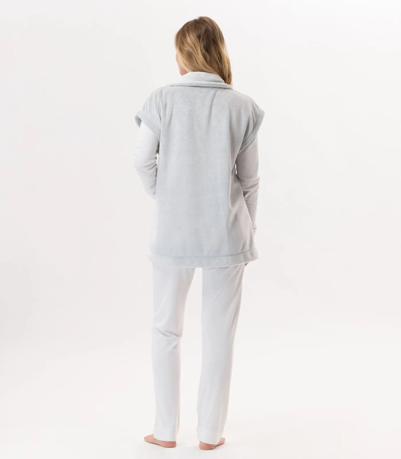 LE CHAT Korte mouwen jasje met knopen van pluche flanel ESSENTIEL H76A gray Clearance