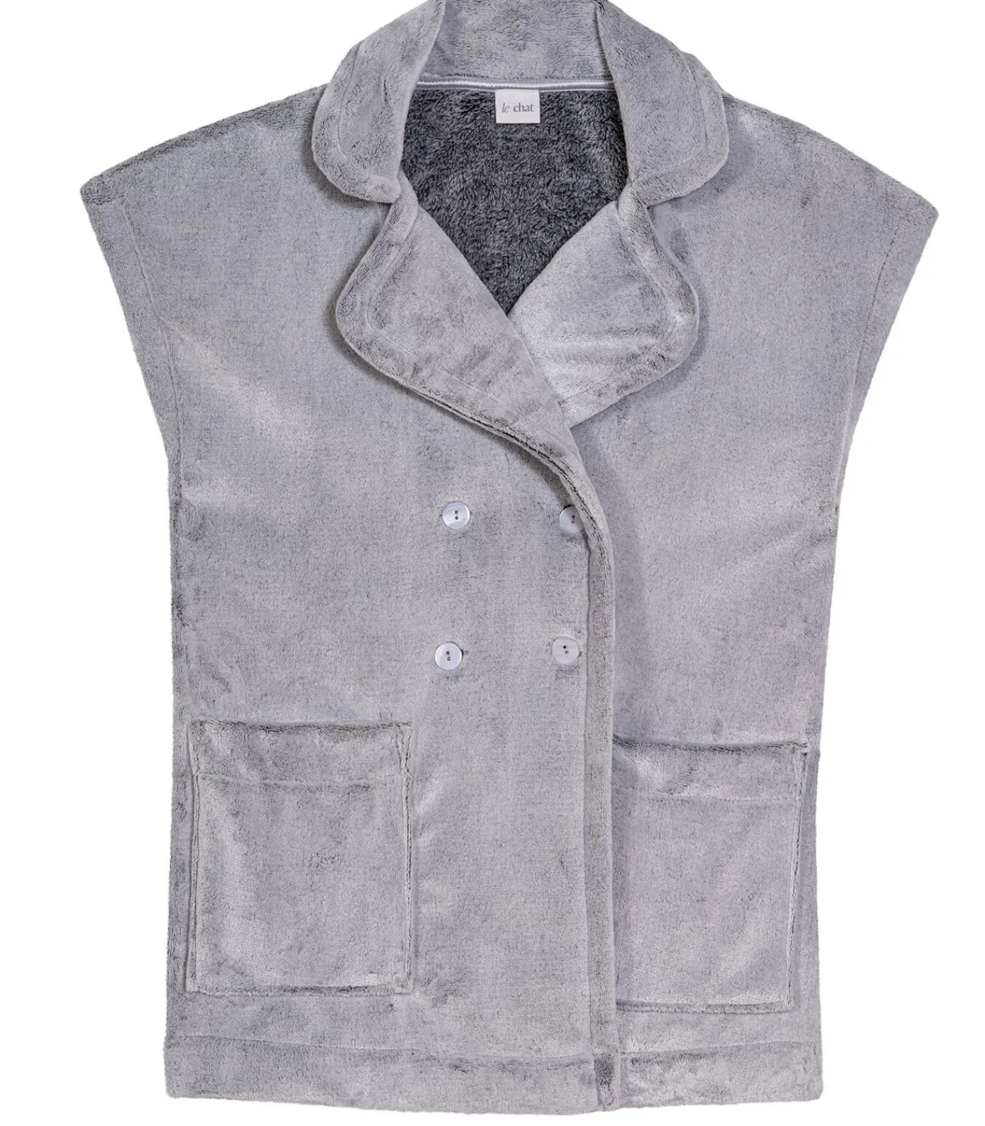 LE CHAT Korte mouwen jasje met knopen van pluche flanel ESSENTIEL H76A gray Clearance