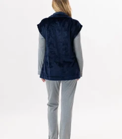 LE CHAT Korte mouwen jasje met knopen van pluche flanel ESSENTIEL H76A blue Best
