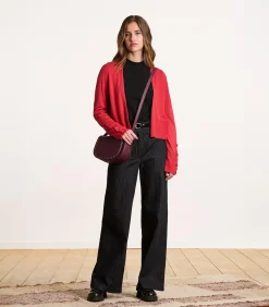 La Fée Maraboutée Korte open cardigan in fijne rode tricot red Clearance
