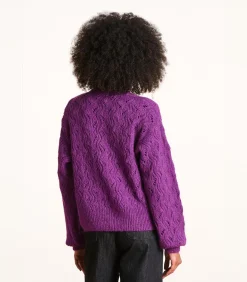 La Fée Maraboutée Korte paarse gilet in opengewerkte stof violet Outlet