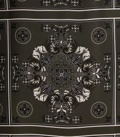 La Fée Maraboutée Korte vloeiende jurk met kaki sjaalprint khaki Best