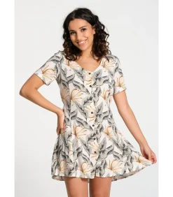 J&JOY Korte wijd uitlopende kleding bedrukt beige Online