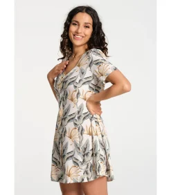 J&JOY Korte wijd uitlopende kleding bedrukt beige Online