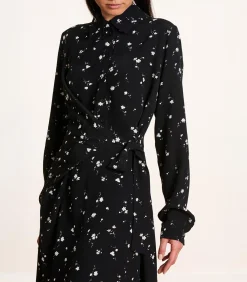 La Fée Maraboutée Korte zwarte blousejurk met bloemenprint black Hot