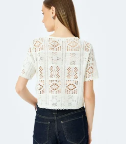 Koton Ajoure Crop T-Shirt white Online