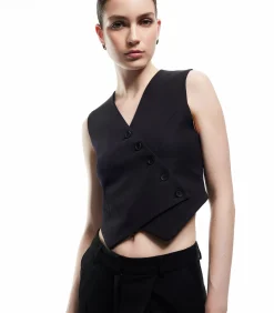 Koton Buttoned Blazer Vest black