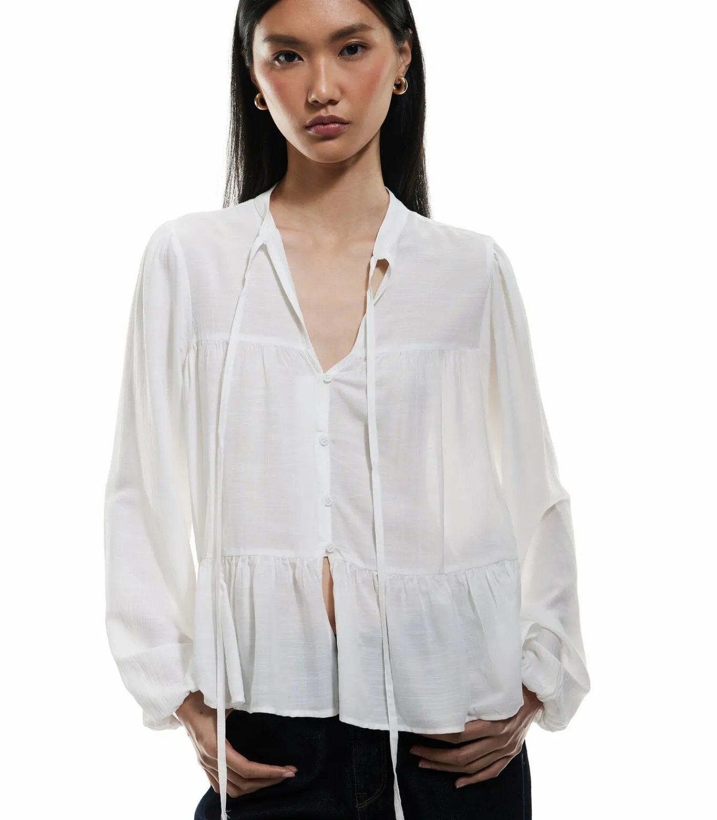 Koton Buttoned Blouse white Outlet