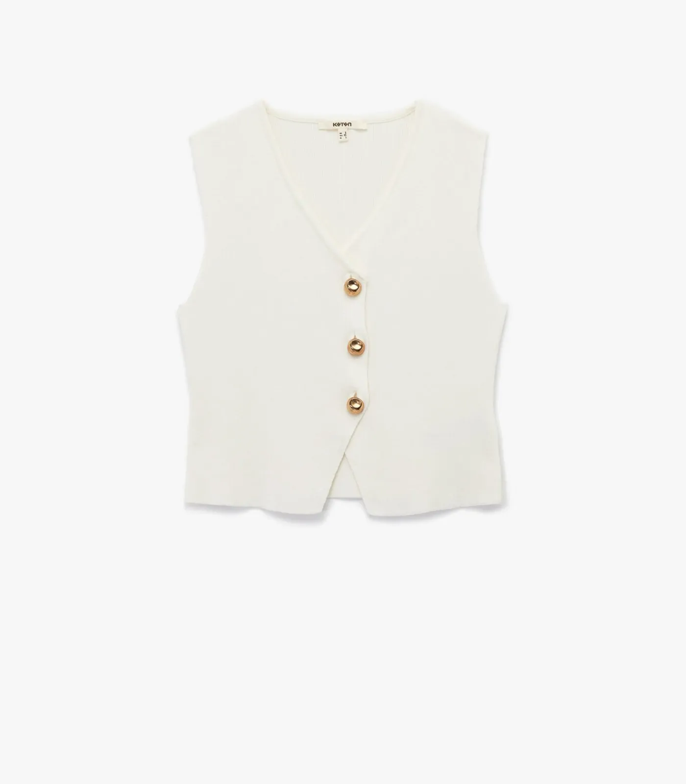 Koton Buttoned Knit Vest white