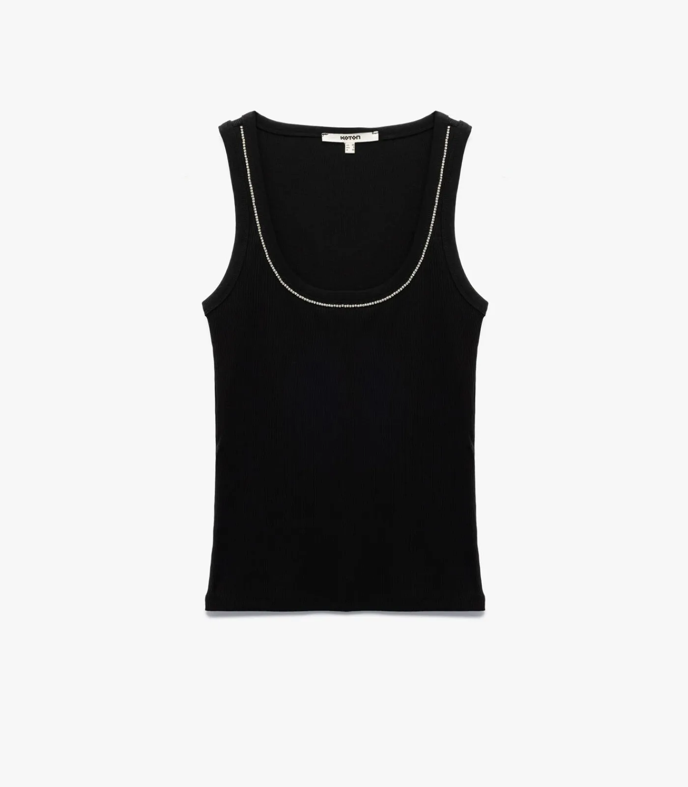 Koton Cotton Beaded Tank Top black Online