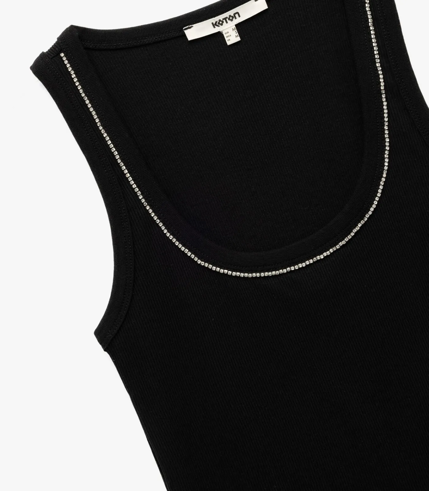 Koton Cotton Beaded Tank Top black Online