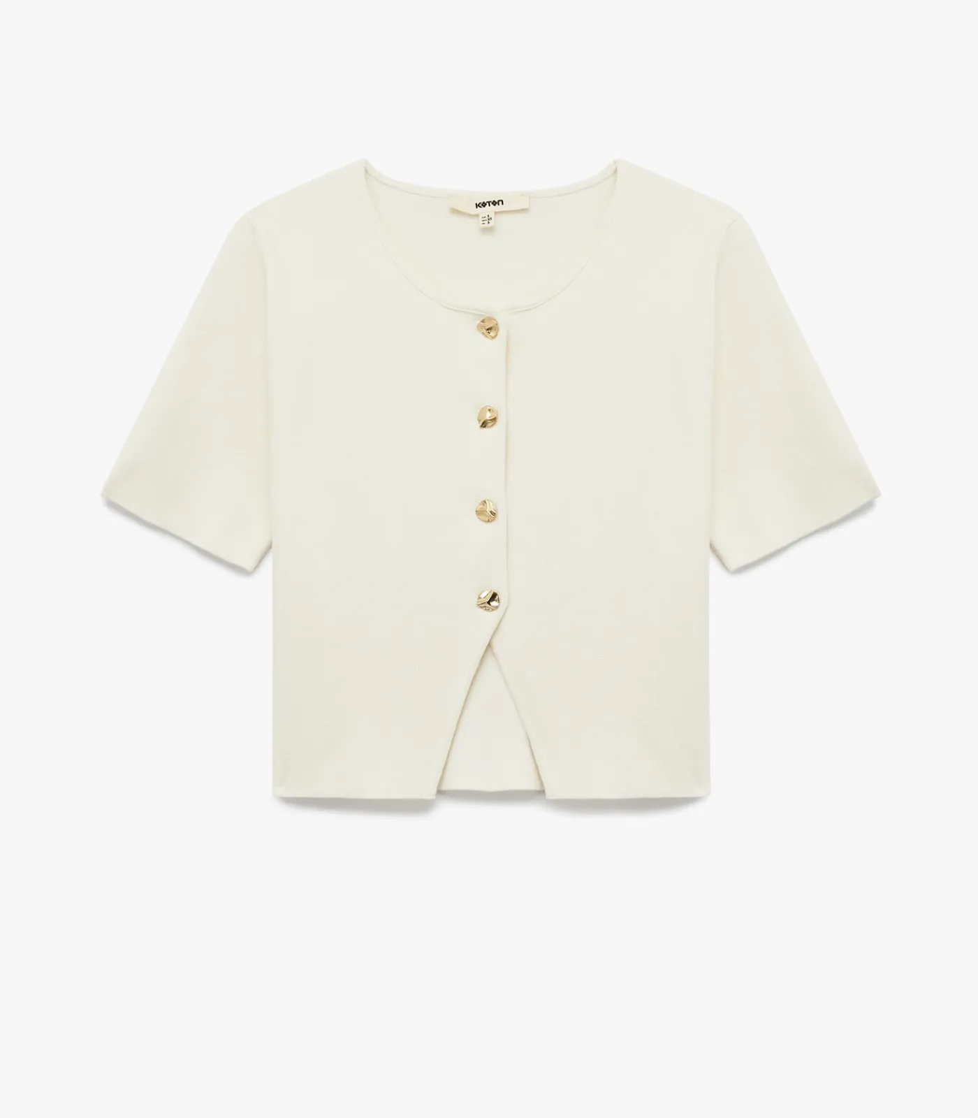 Koton Crew Neck Buttoned Cardigan white Hot