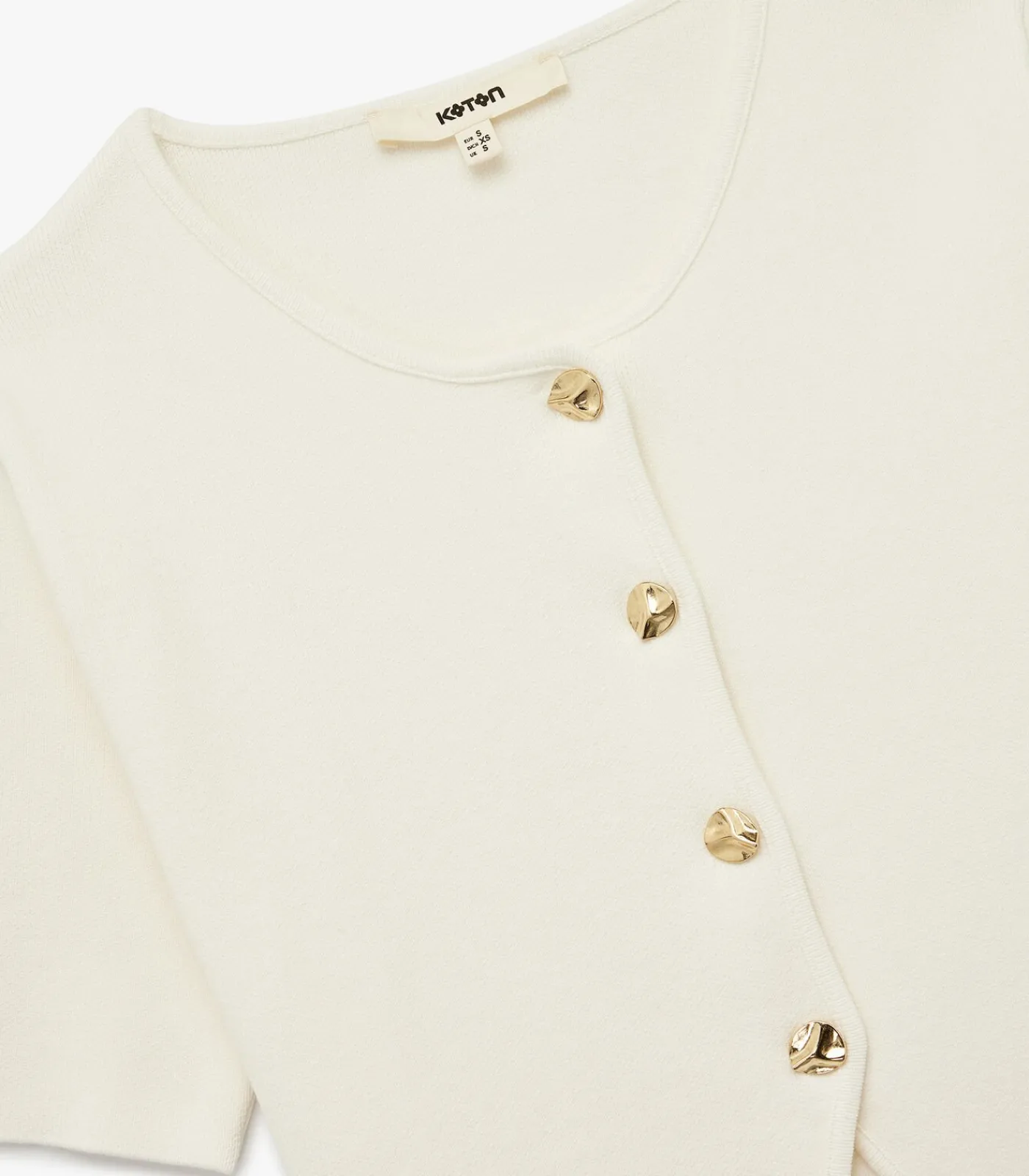 Koton Crew Neck Buttoned Cardigan white Hot