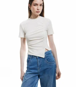 Koton Crew Neck T-Shirt white Discount