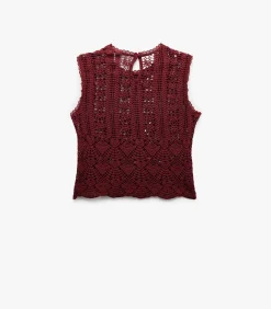 Koton Crocheted Blouse bordeaux Sale