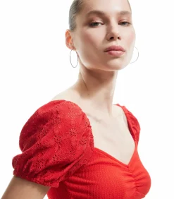 Koton Crop T-Shirt red Sale