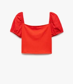 Koton Crop T-Shirt red Sale