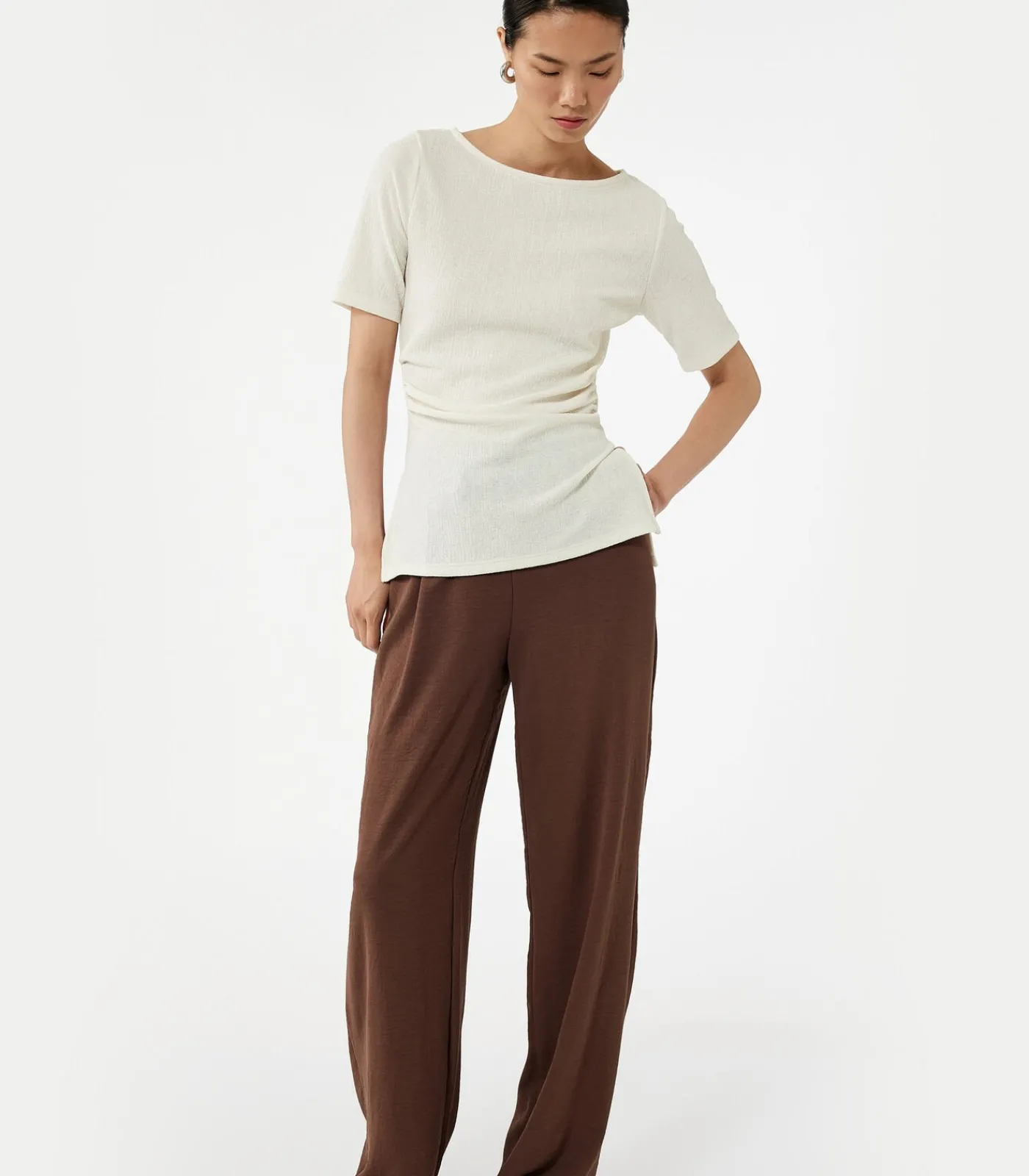 Koton Draped Detail T-Shirt white Online
