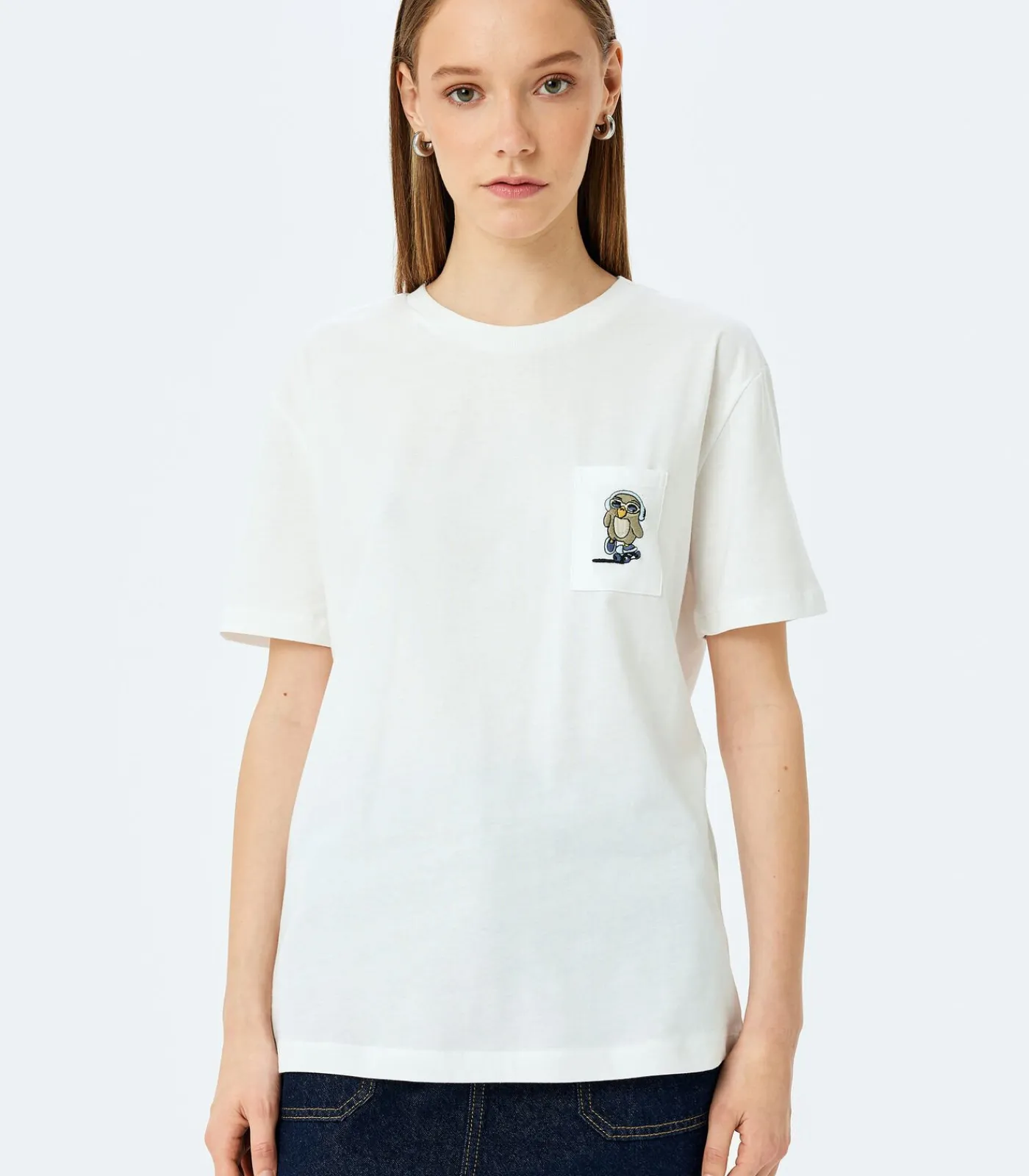Koton Embroidered T-Shirt white Best