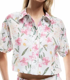 Koton Floral Crop Shirt pink Best