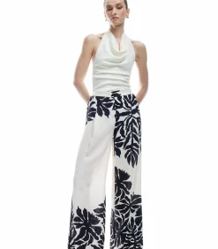 Koton Floral Palazzo Pants white Discount