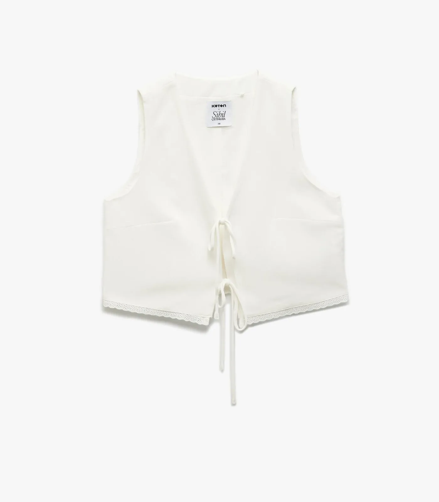 Koton Front Tie Detail Vest white Online