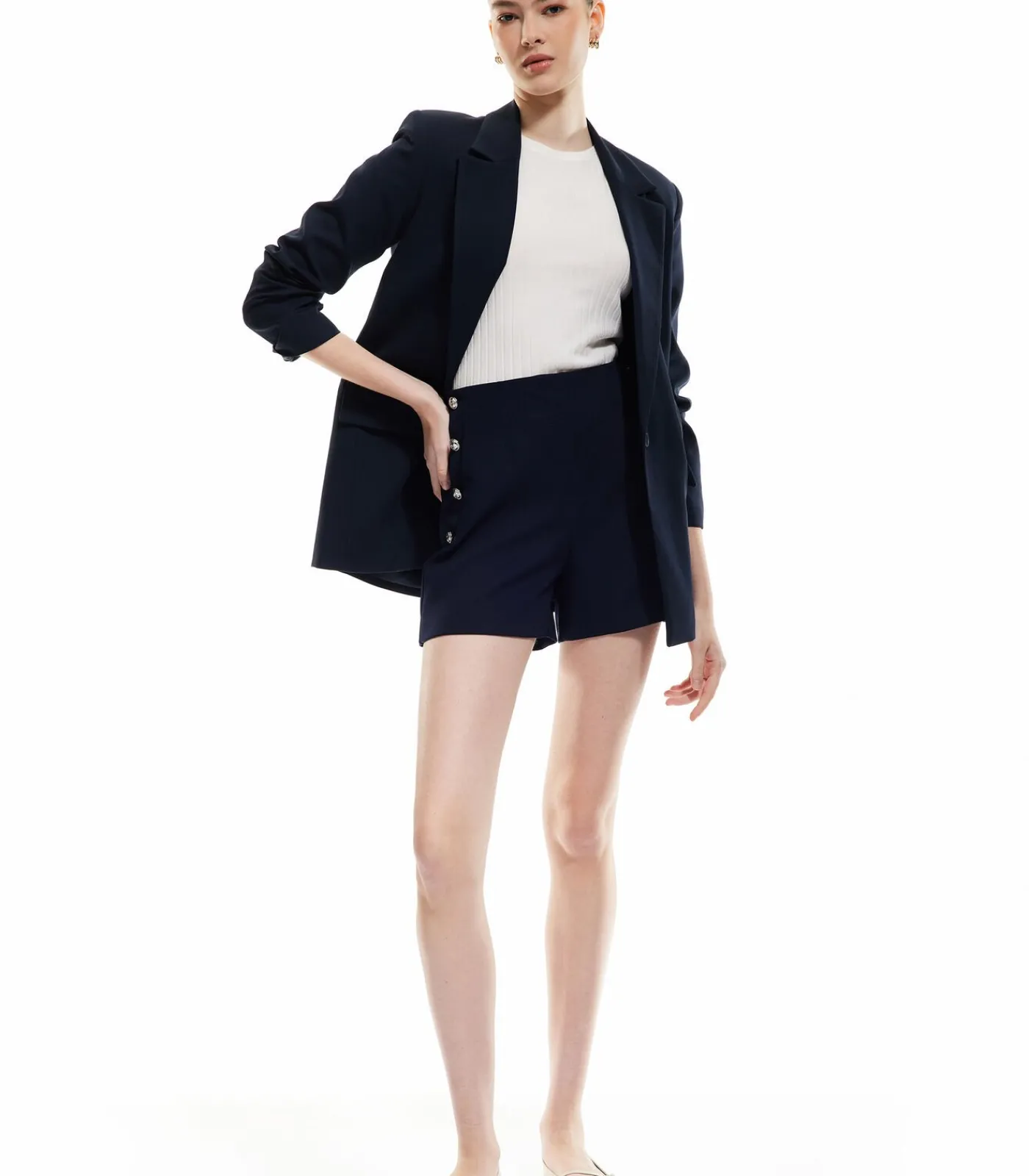 Koton High-Rise Mini Shorts navyBlue Discount