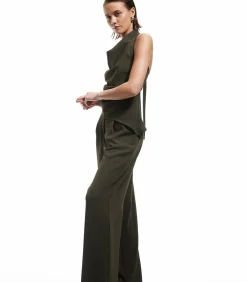 Koton High-Rise Palazzo Pants khaki Sale