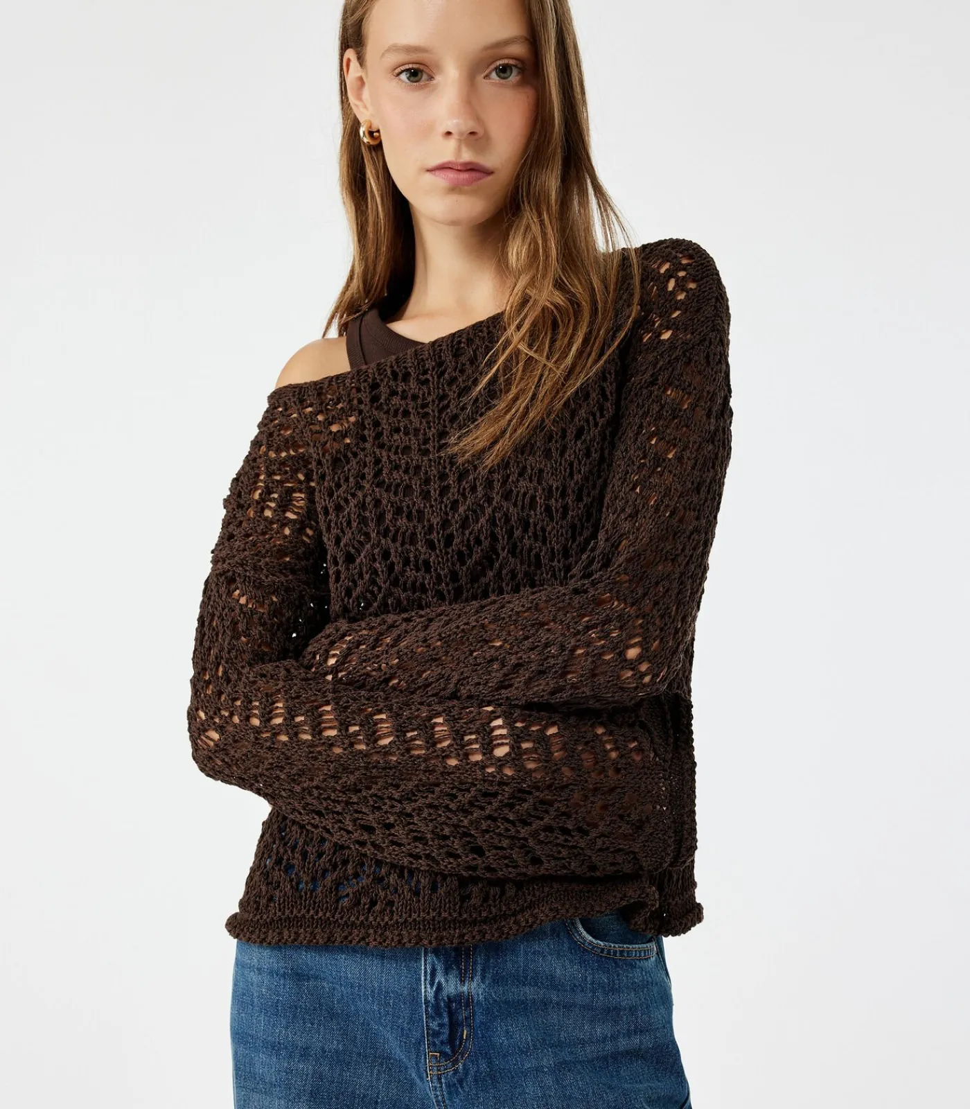 Koton Lacy Sweater brown Clearance