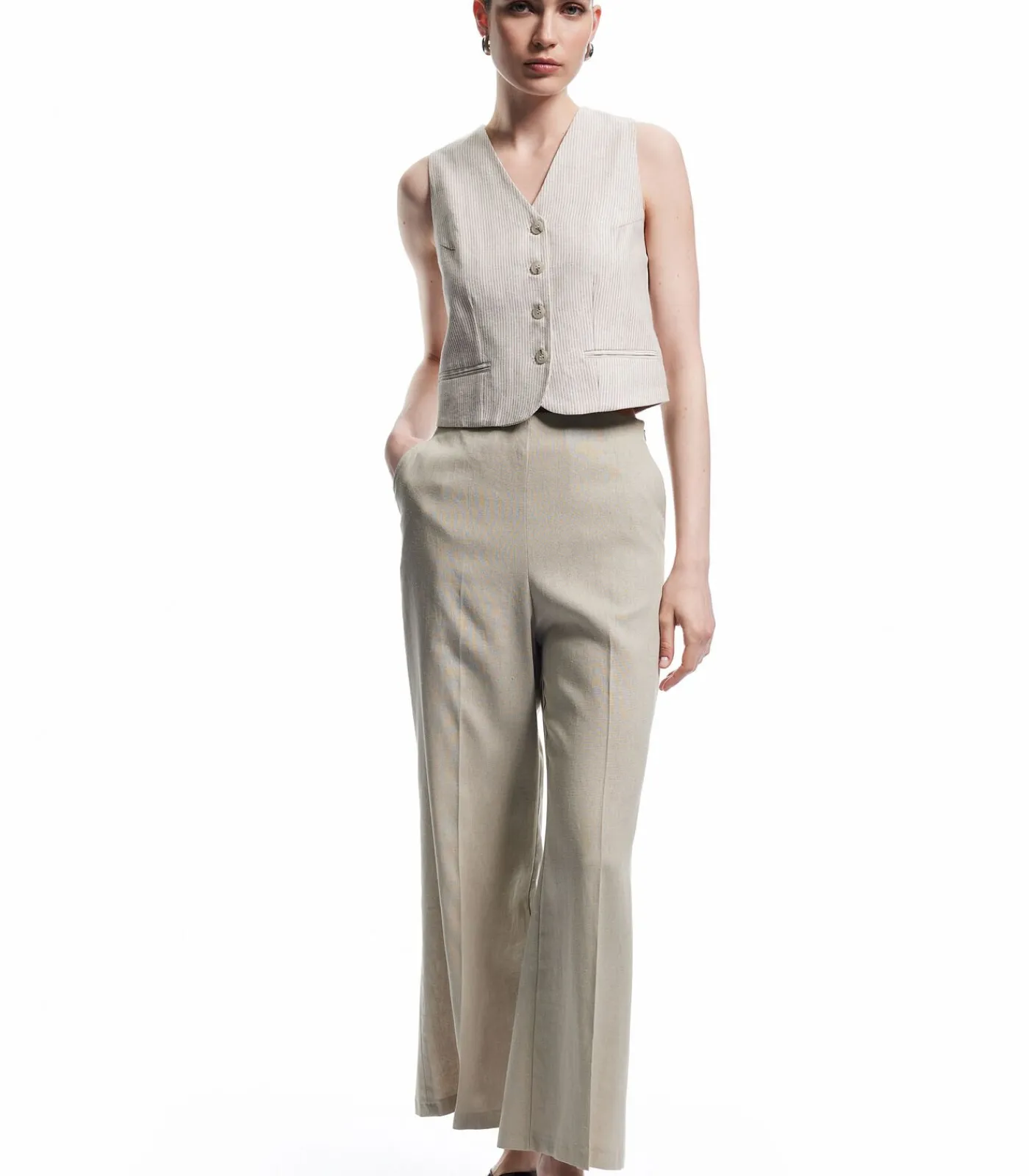 Koton Linen Pants creme Clearance