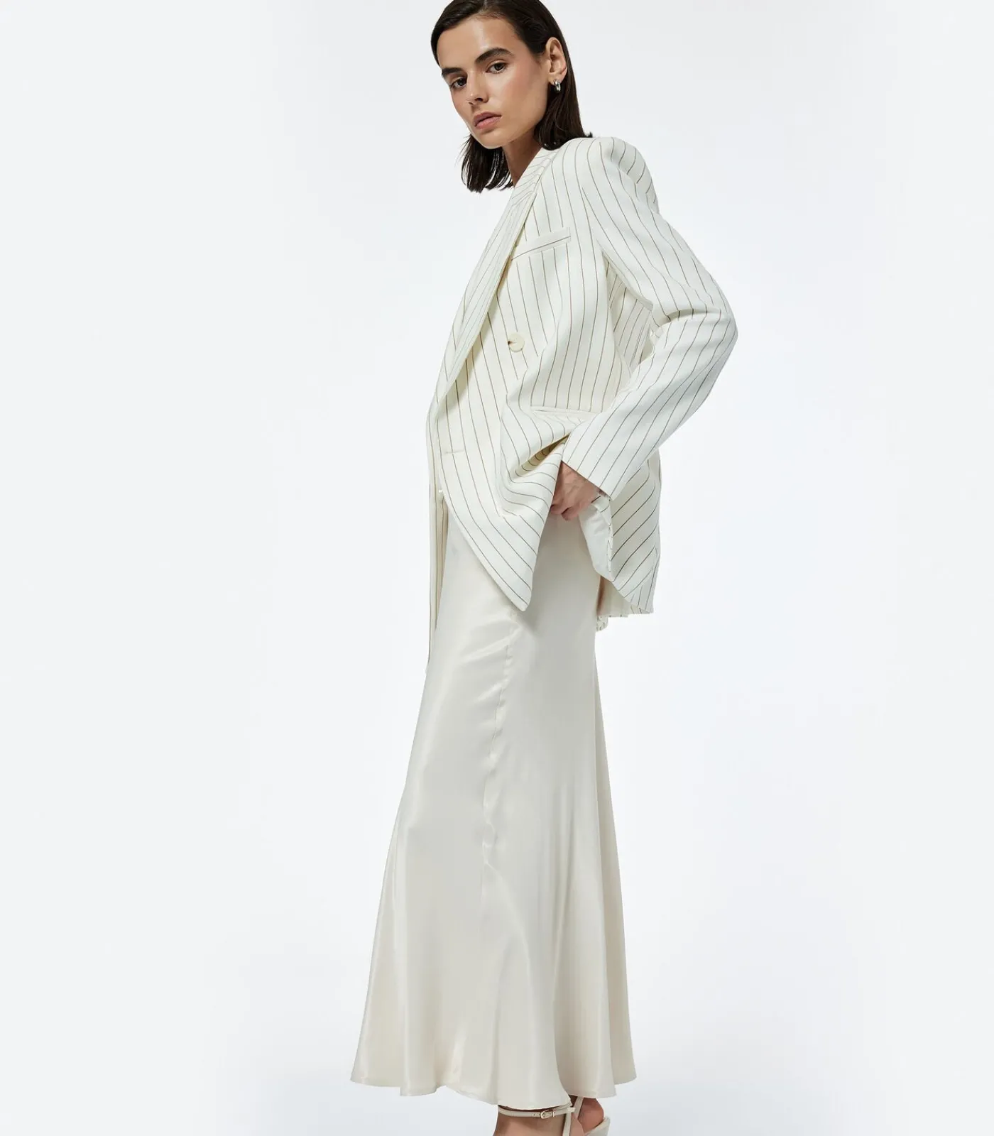 Koton Midi Satin Skirt beige Discount