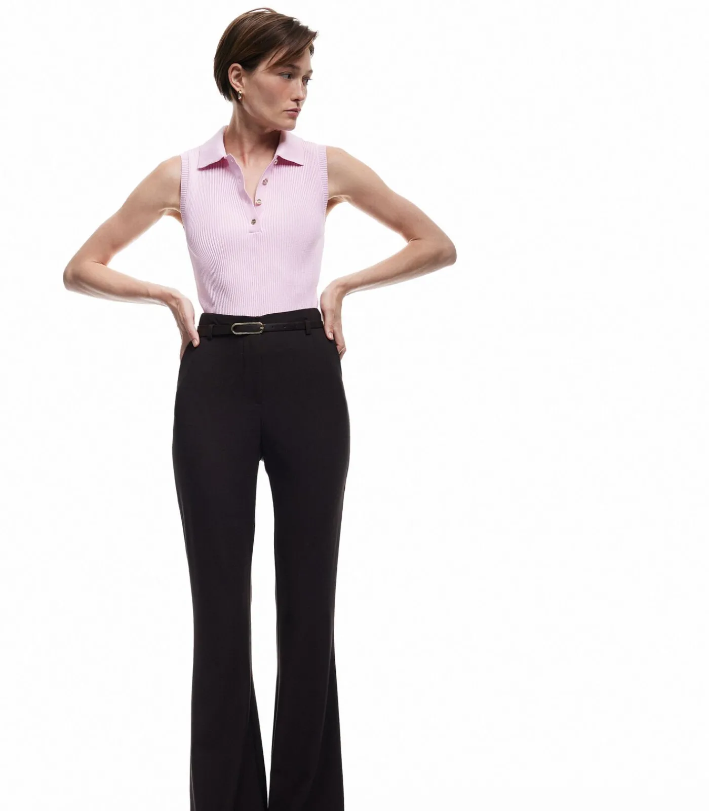 Koton Polo Neck Knit Top pink Online