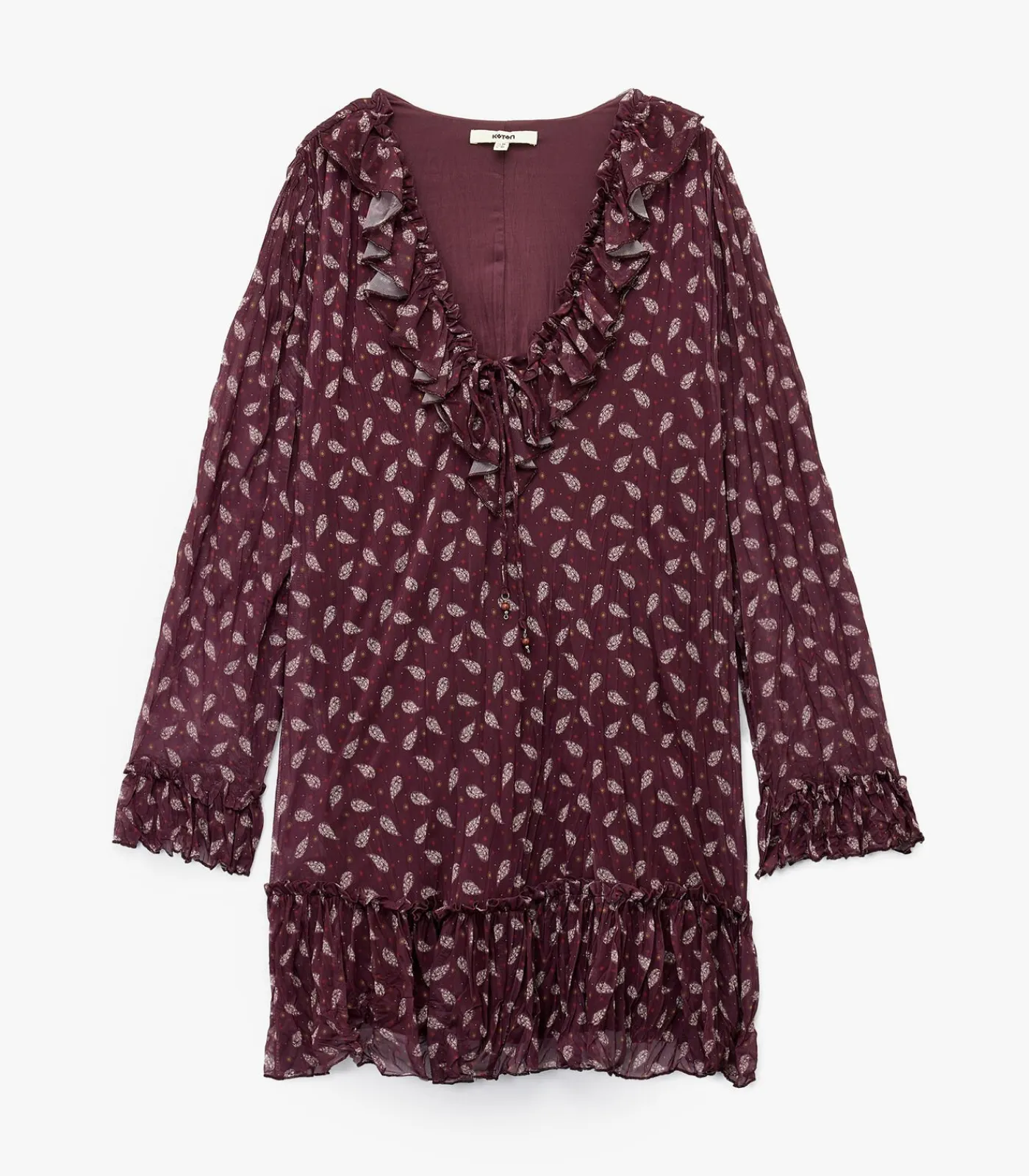 Koton Printed Mini Dress bordeaux Hot