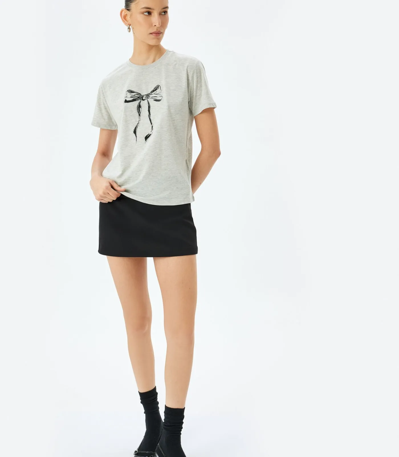 Koton Printed T-Shirt gray Sale