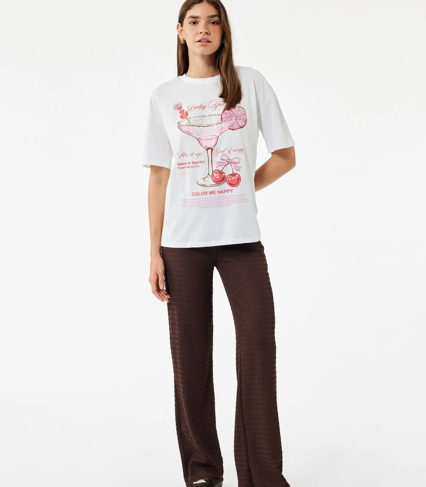 Koton Printed T-Shirt white Discount