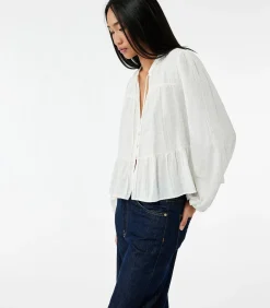 Koton Puff Sleeve Shirt white Discount