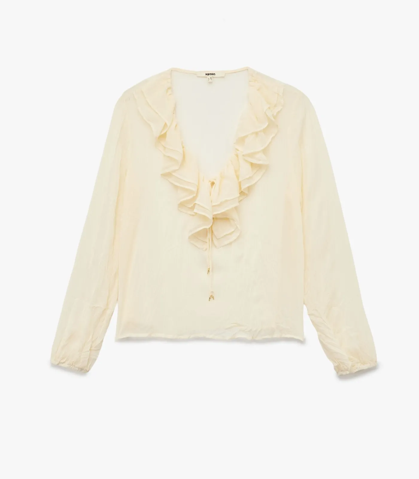Koton Ruffle Chiffon Blouse beige Hot