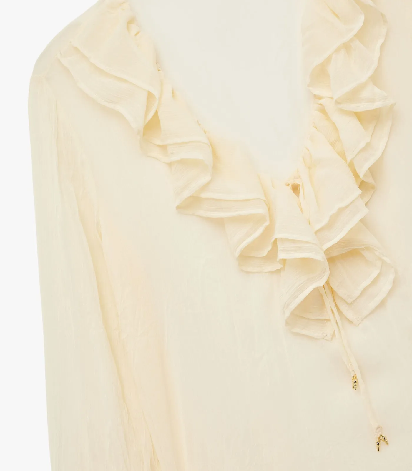 Koton Ruffle Chiffon Blouse beige Hot