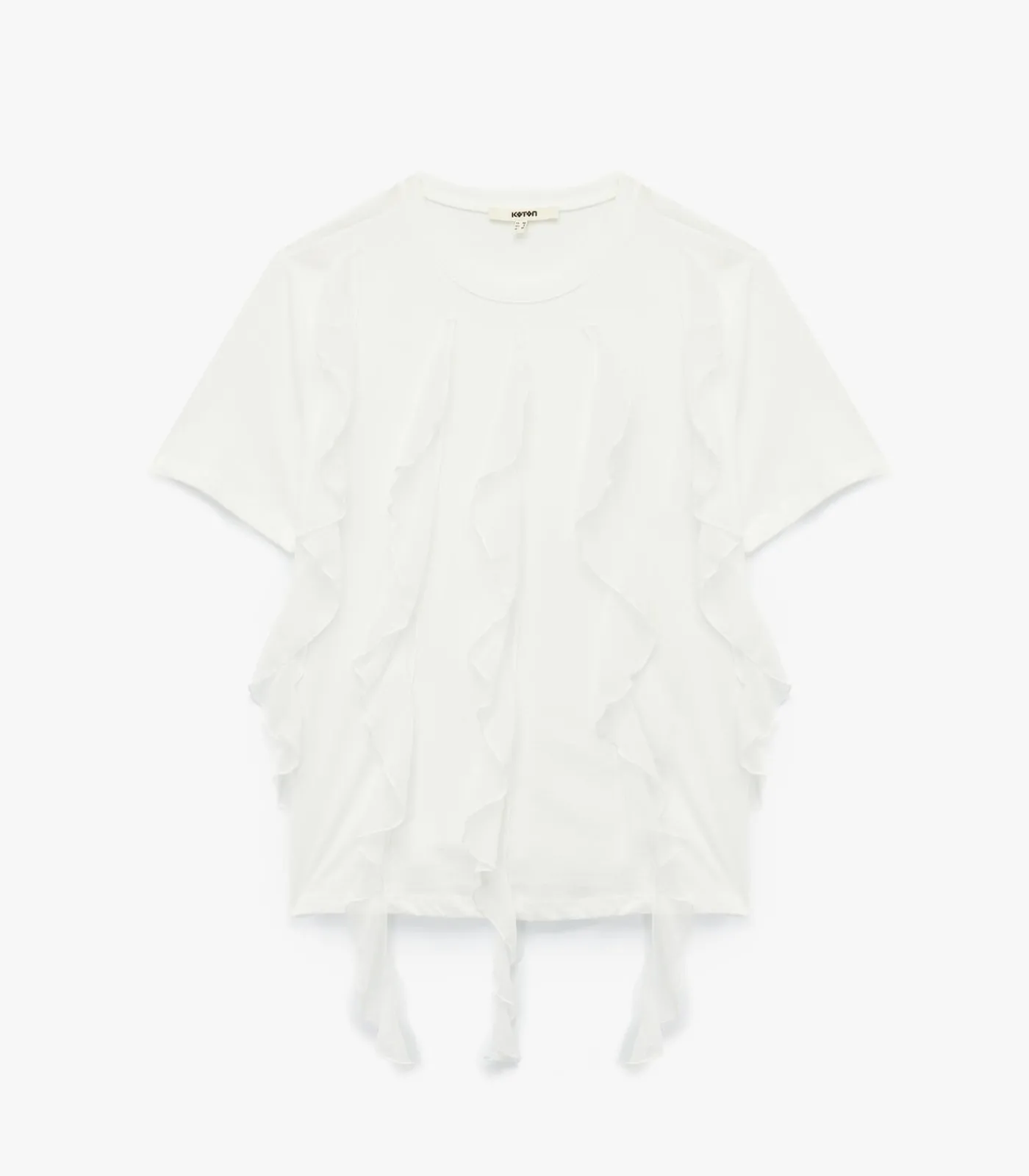 Koton Ruffle T-Shirt white Clearance