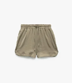 Koton Satin Mini Shorts khaki
