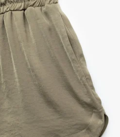 Koton Satin Mini Shorts khaki