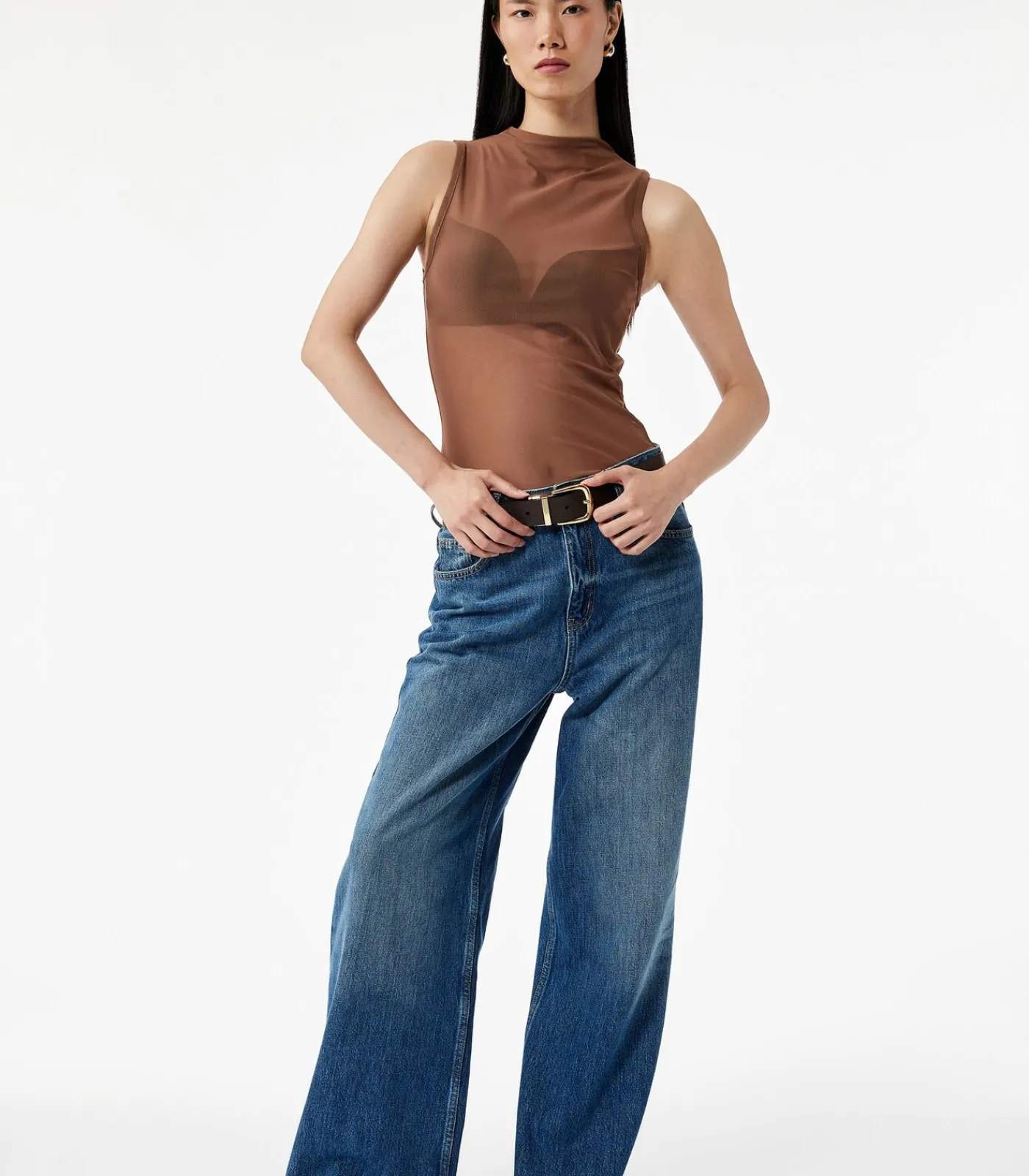 Koton Sheer Tulle Blouse brown Online