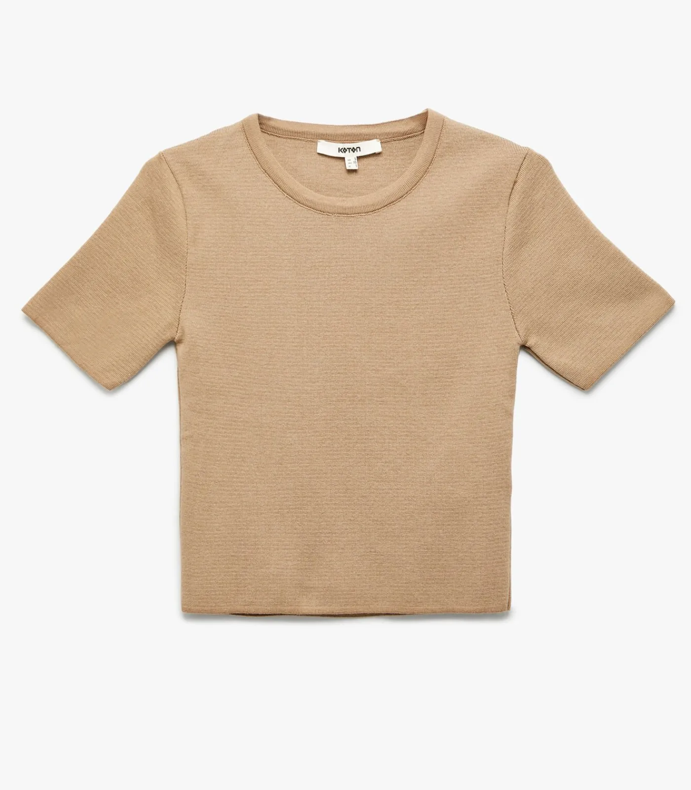 Koton Short Sleeve Knit Sweater camel New