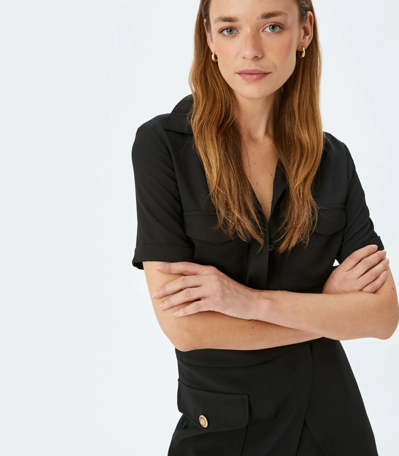 Koton Short Sleeve Shirt black Discount