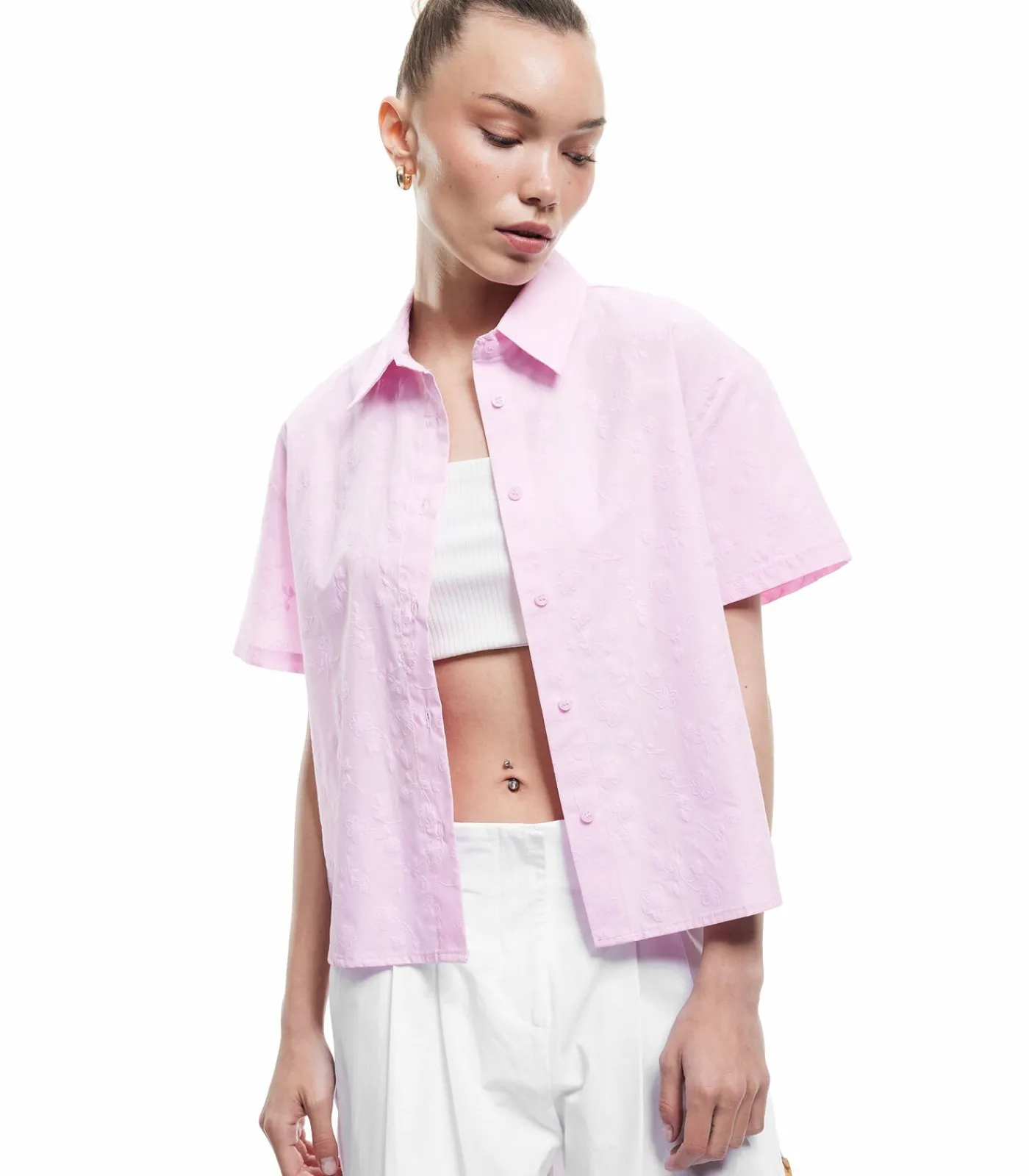 Koton Short Sleeve Shirt pink Sale