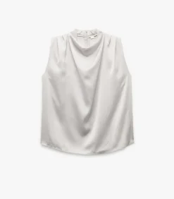 Koton Sleeveless Satin Blouse gray Discount