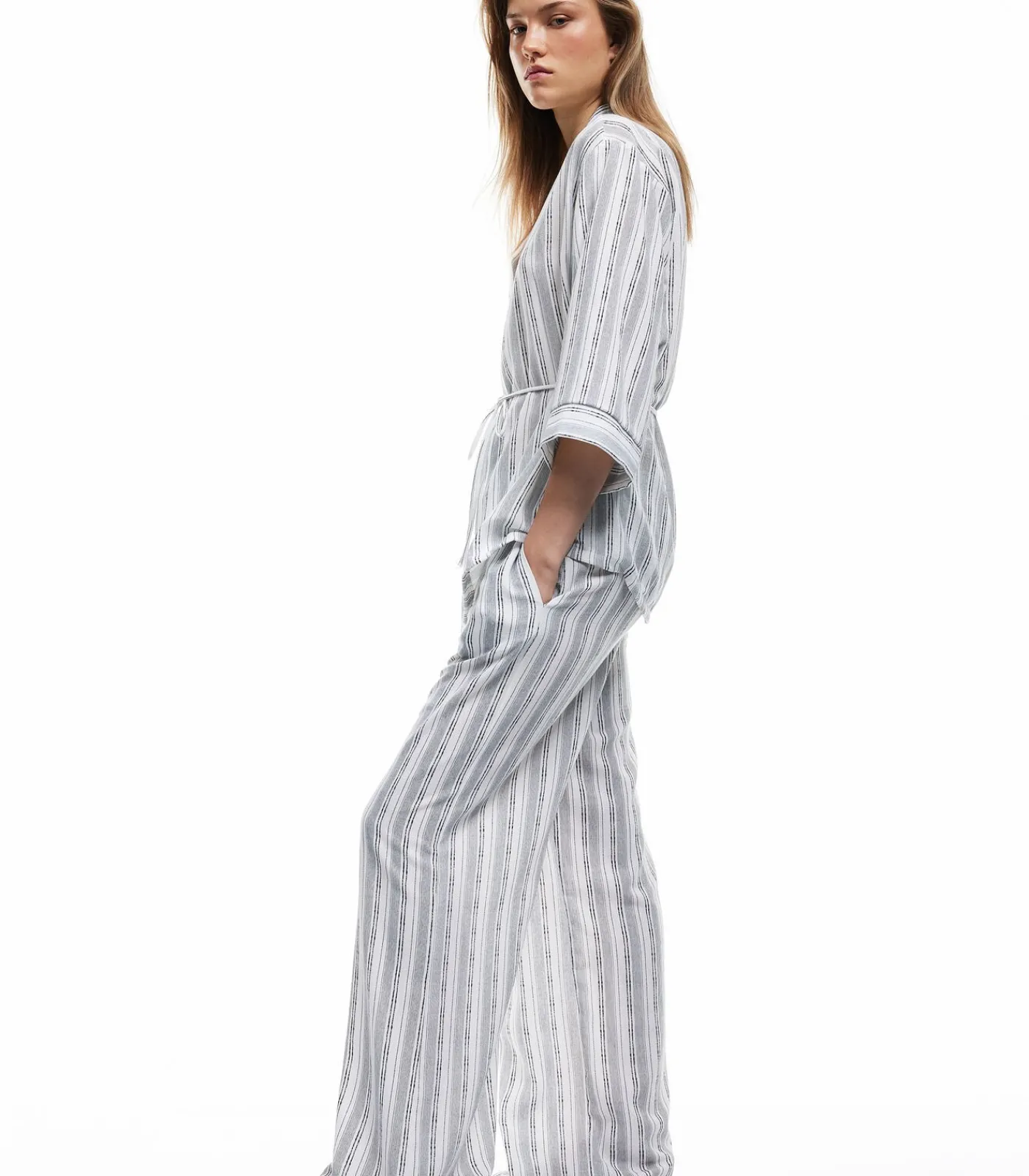 Koton Striped Palazzo Pants black Discount