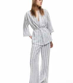 Koton Striped Palazzo Pants black Discount