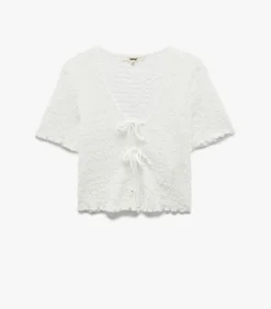 Koton Textured Crop T-Shirt white Outlet
